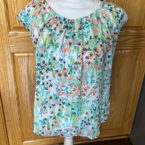 Lauren Conrad Teal and Coral Blouse, Size Medium